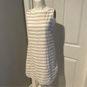 BEACH LUNCH LOUNGE COLLECTION TAN/WHITE STRIPE SHEATH DRESS S/XS